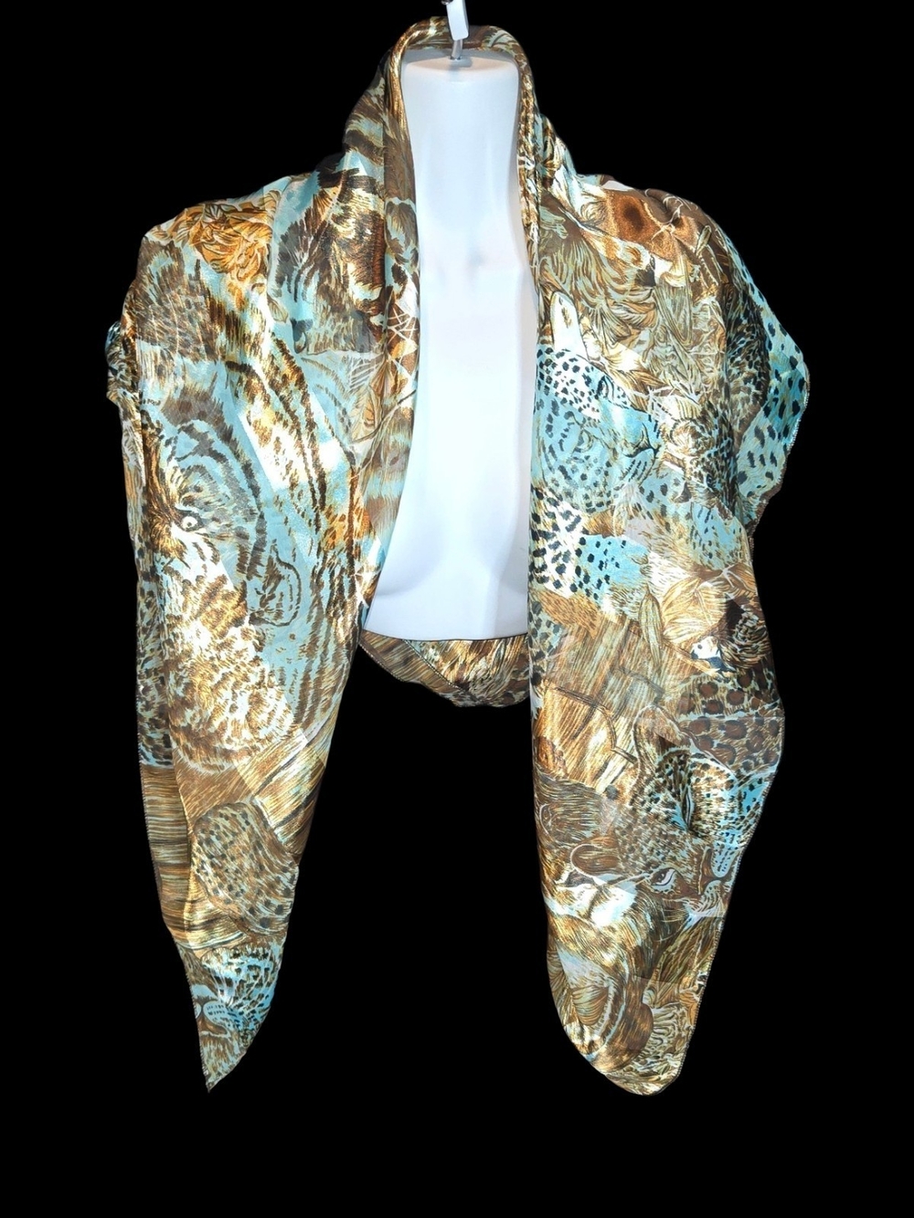 Vintage Perry Ellis Leopard Print Scarf in Brown, Tan and Cream - Picture 6 of 9